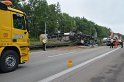 LKW umgestuerzt A 1 Rich Saarbruecken P098